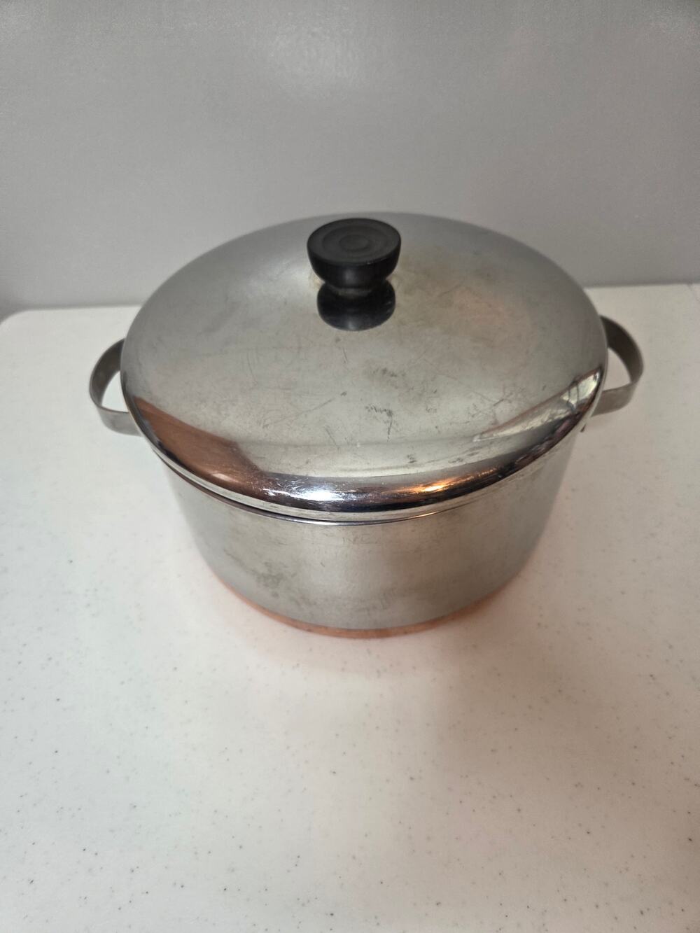 Revere Ware Copper Bottom 4 1/2 Quart Stock Pot with Lid 1801 Made in USA